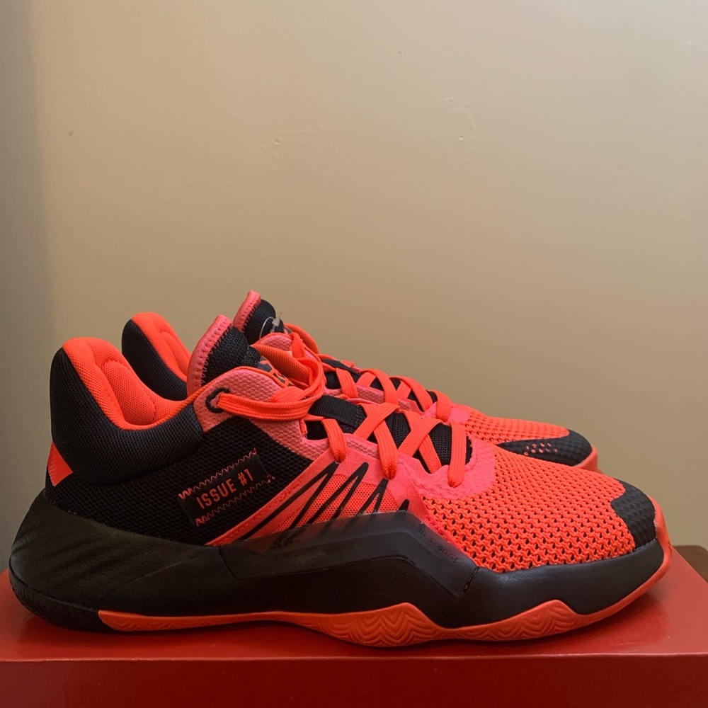 Adidas Men's Athletic Shoes in Black and Bright Orange